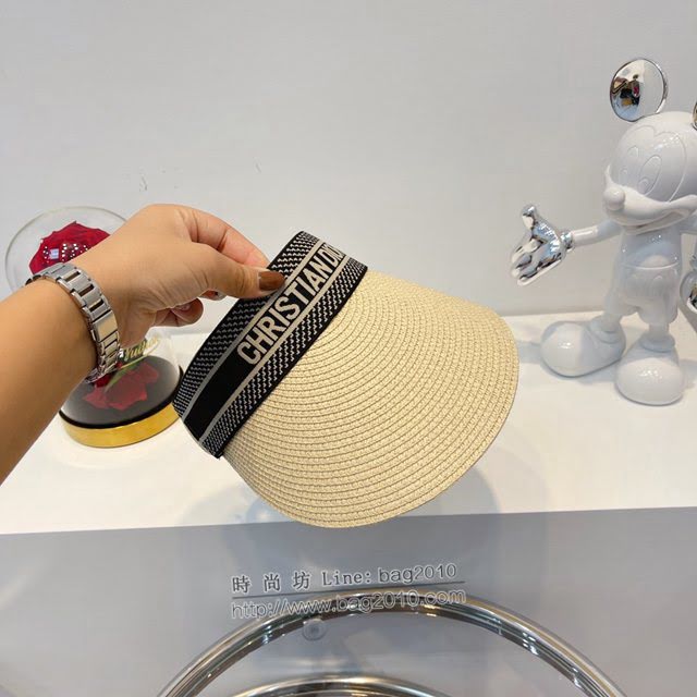 Dior新品女士帽子 迪奧2021春夏新款拼接空頂帽  mm1598